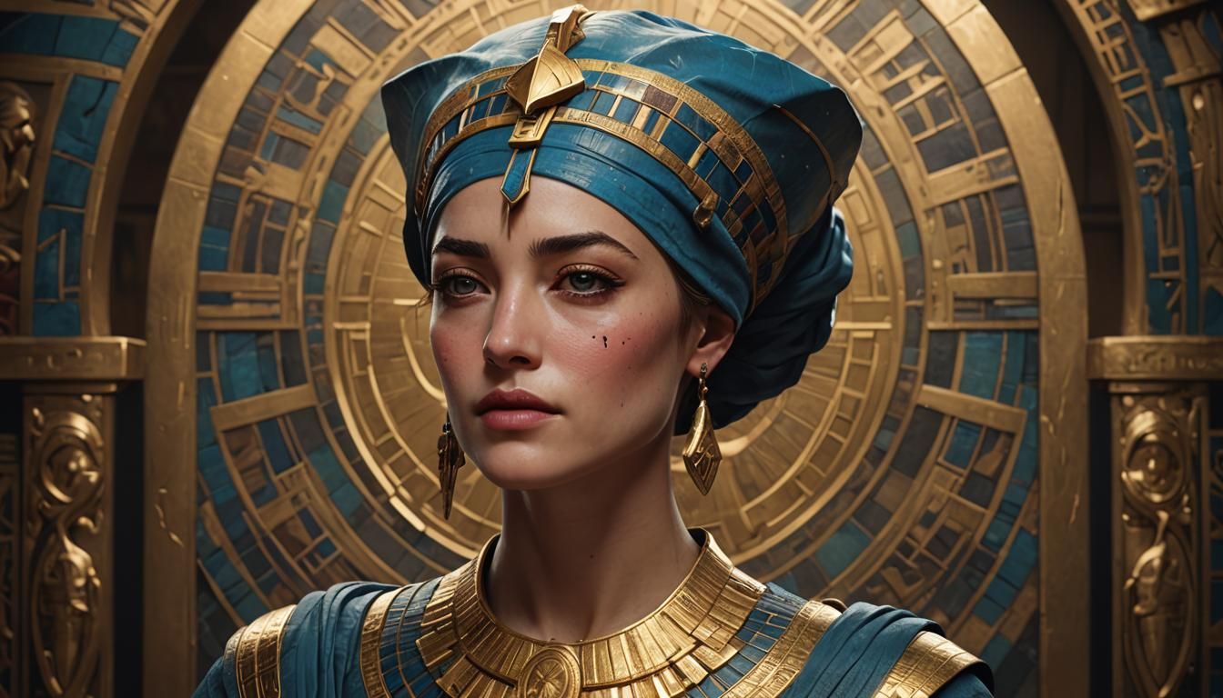Dakota Johnson as Nefertiti: Detailed Art Portrait