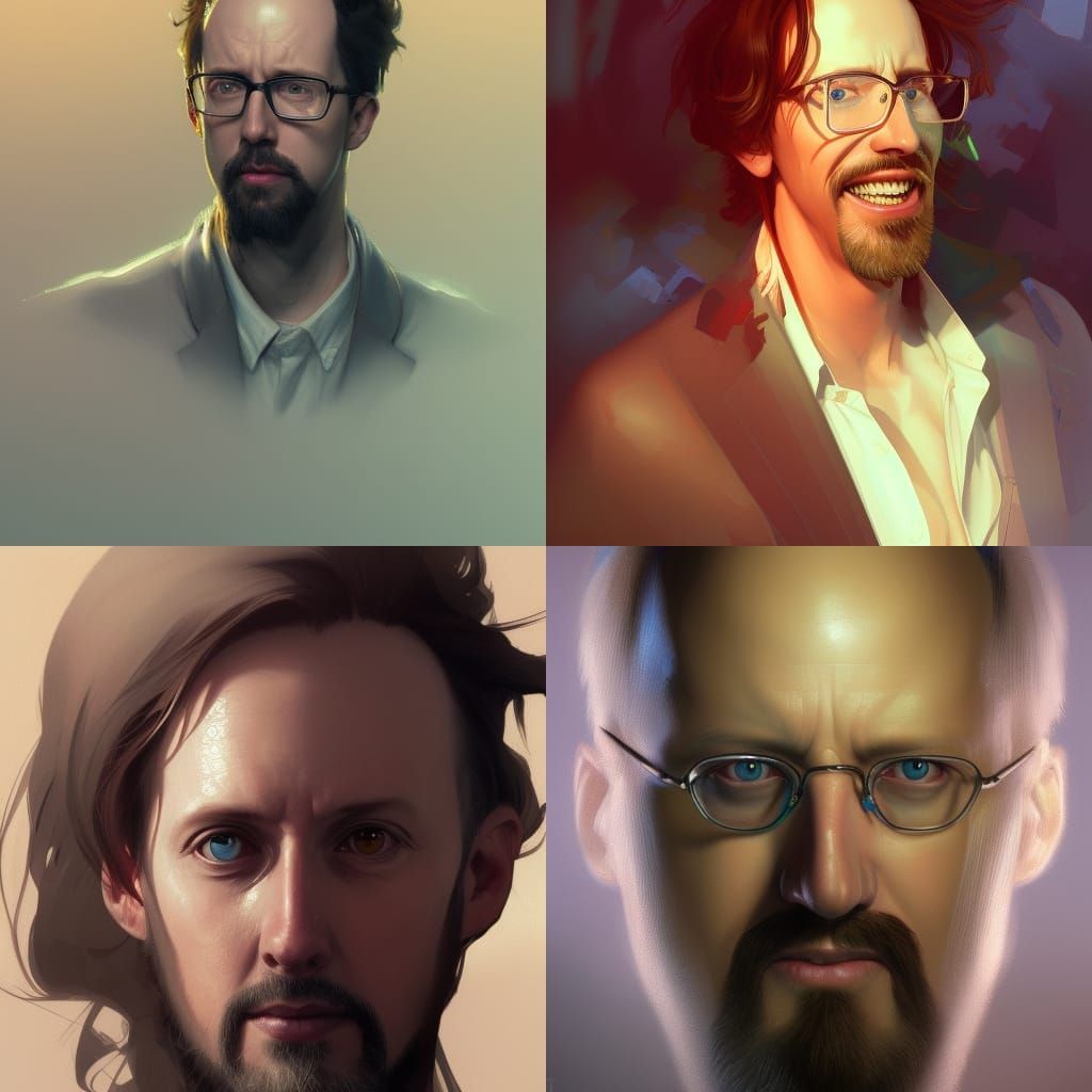 Detailed Portrait of Doug Walker in Art Nouveau Style