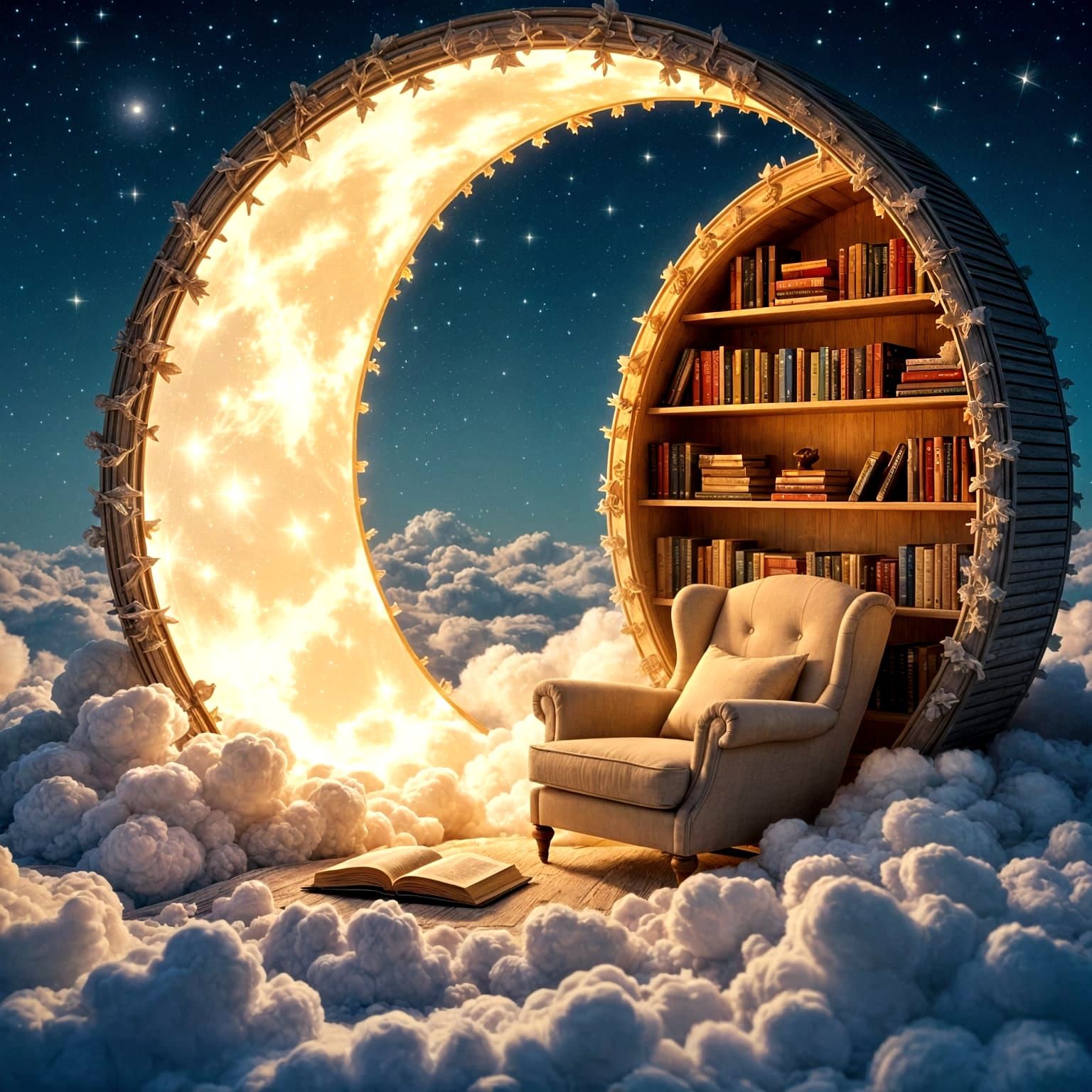 Ethereal Reading Alcove in the Clouds