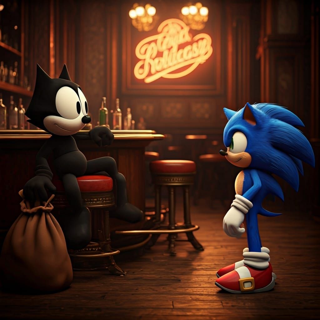 Felix the Cat Meets Sonic in Smoky Speakeasy