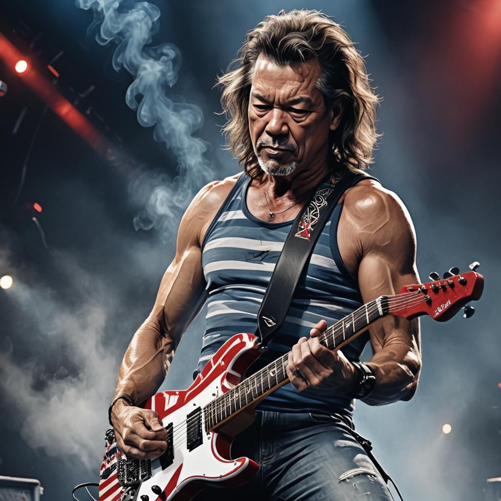 Rock Legend Plays Guitar in Pixar Style 3D Rendering