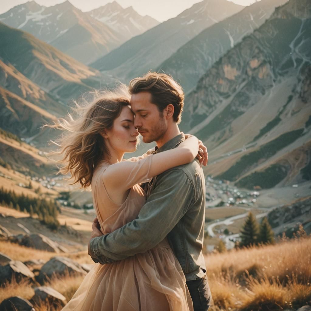 Romantic Double Exposure of Dancing Couple