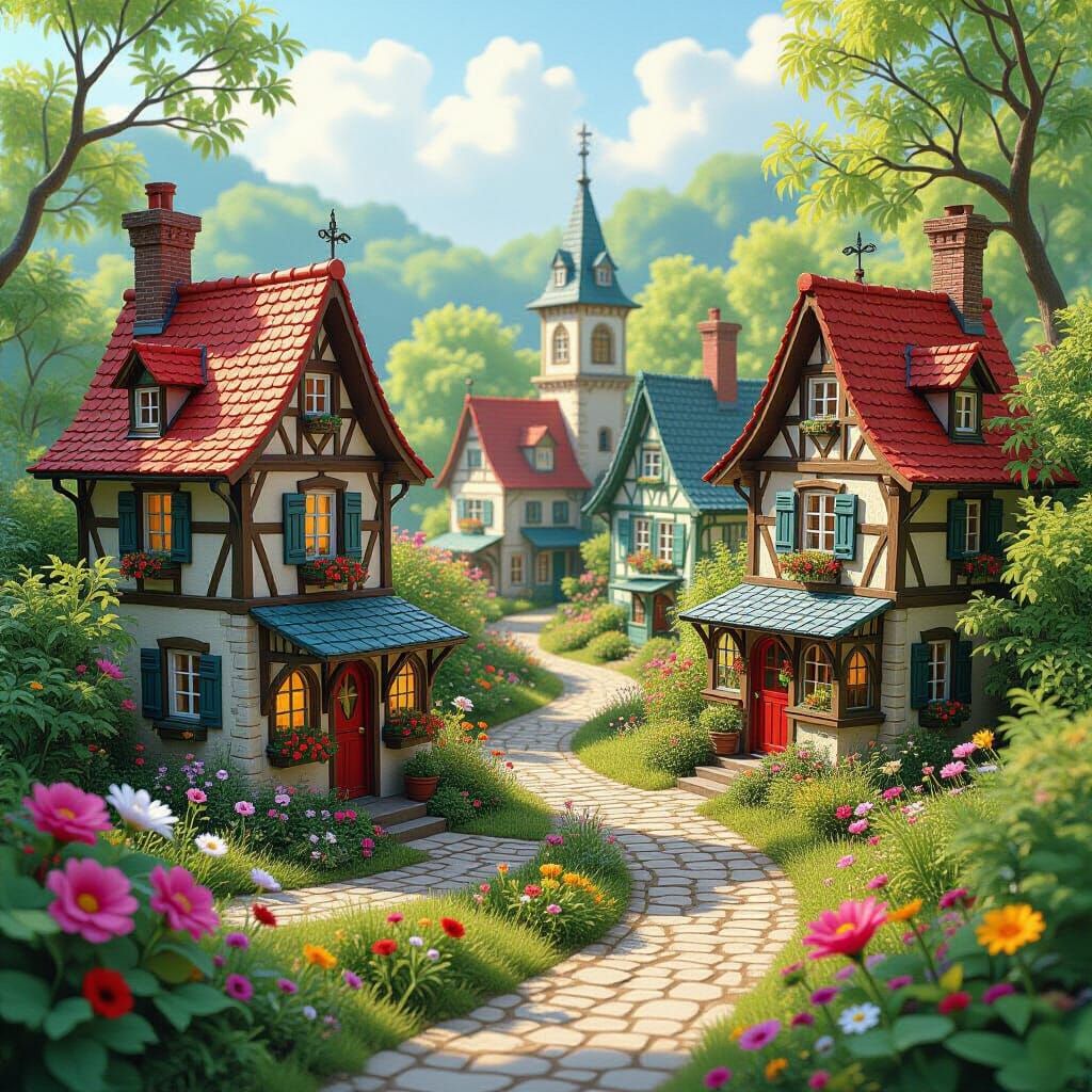 Whimsical Miniature World in Fantastical Style