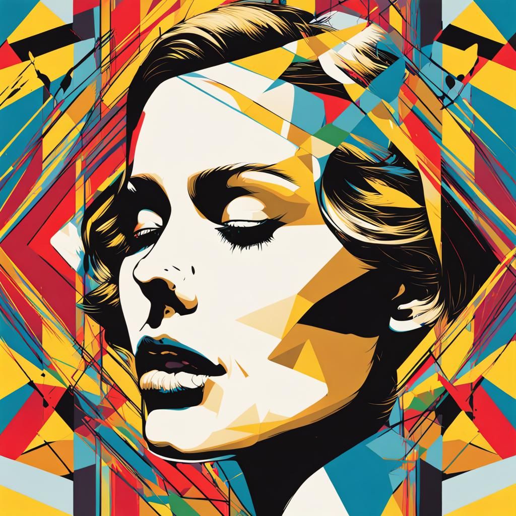 Pop Art Woman in Geometric Bauhaus Style