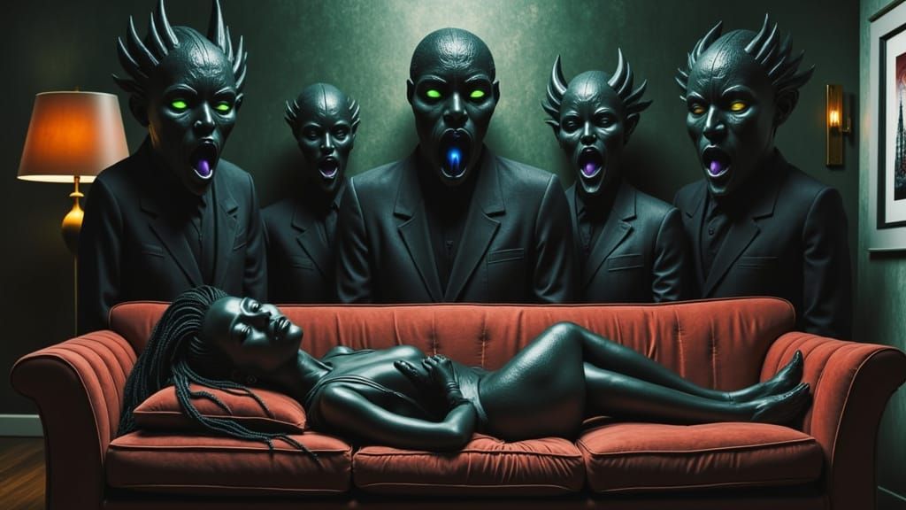 Demonic Serenade: Woman Asleep in Abstract Reality