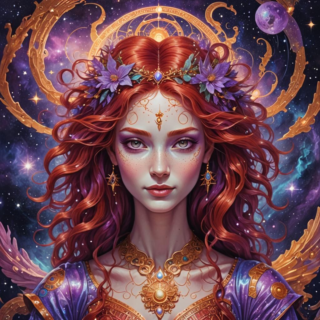 Red Haired Goddess with Gentle Smile