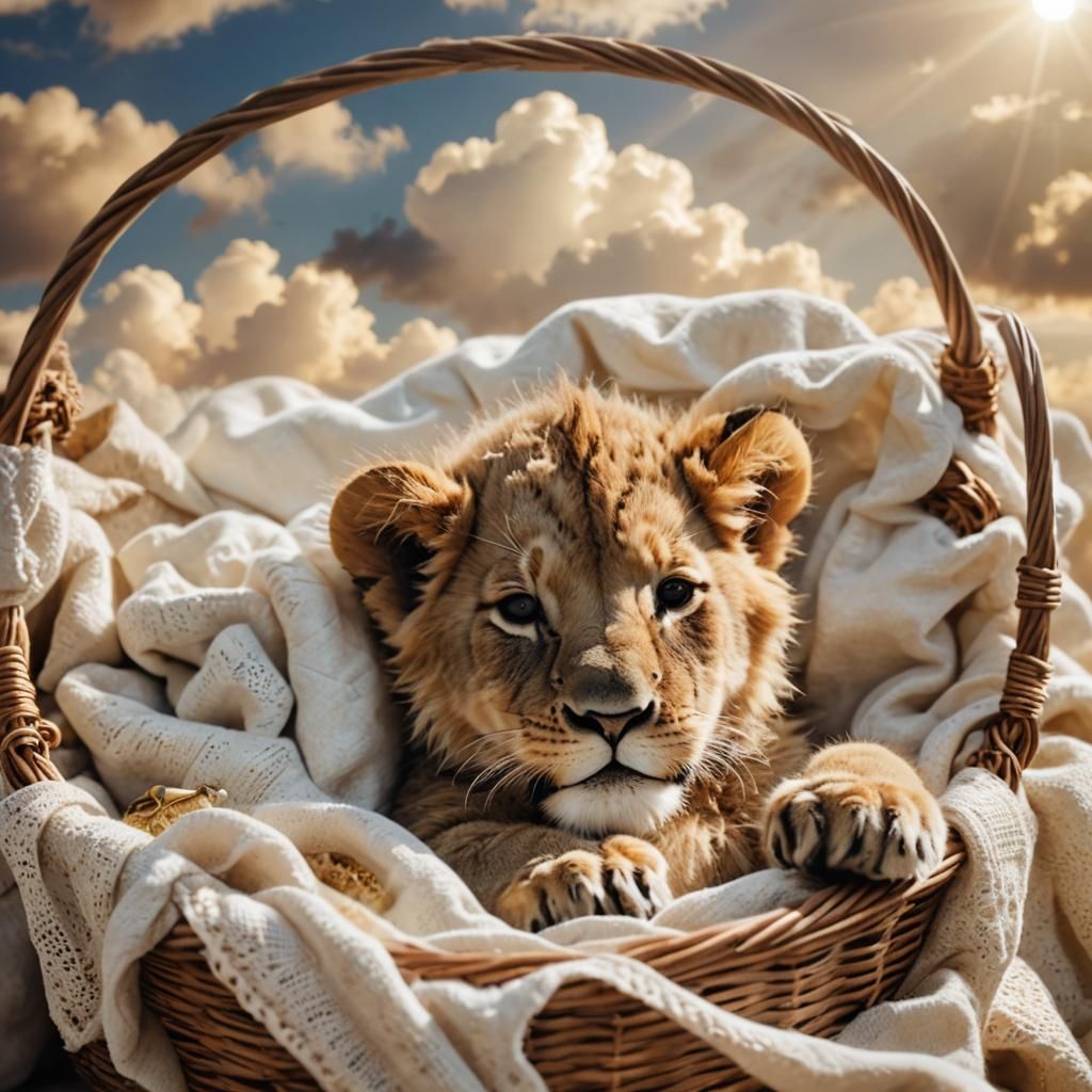 Sleeping Lion Cub in Heavenly Light