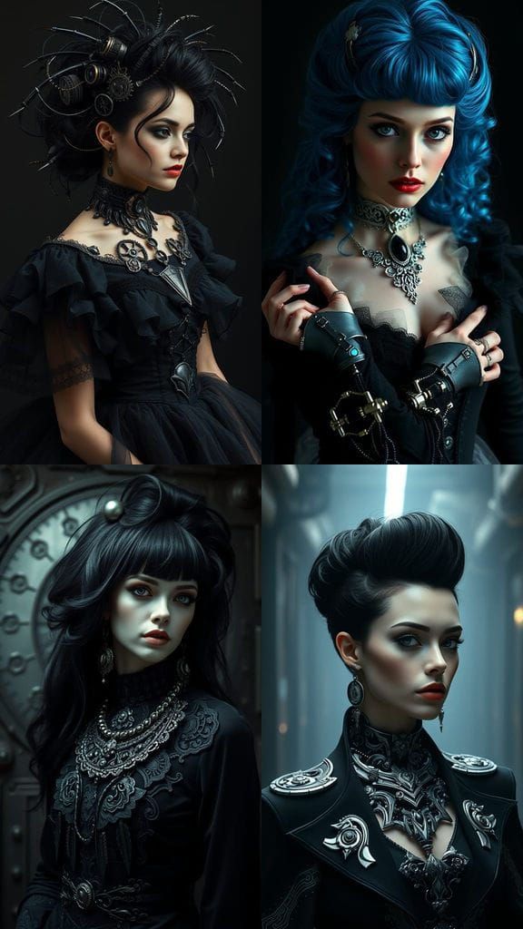 Cybernetic Gothic Woman in Ornate Metalwork Armor