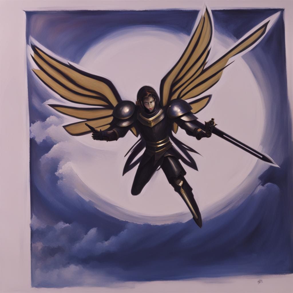Black Angel with Sword in Dark Fantasy Art