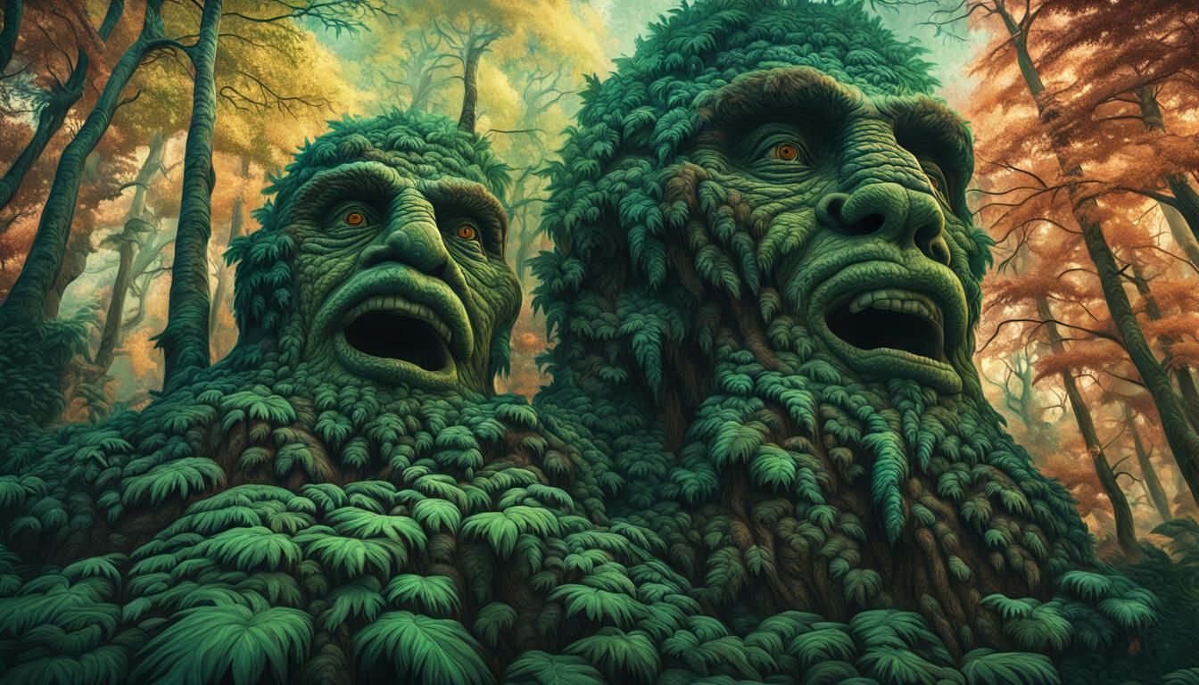 Hyperrealistic Whispering Forest of Faces