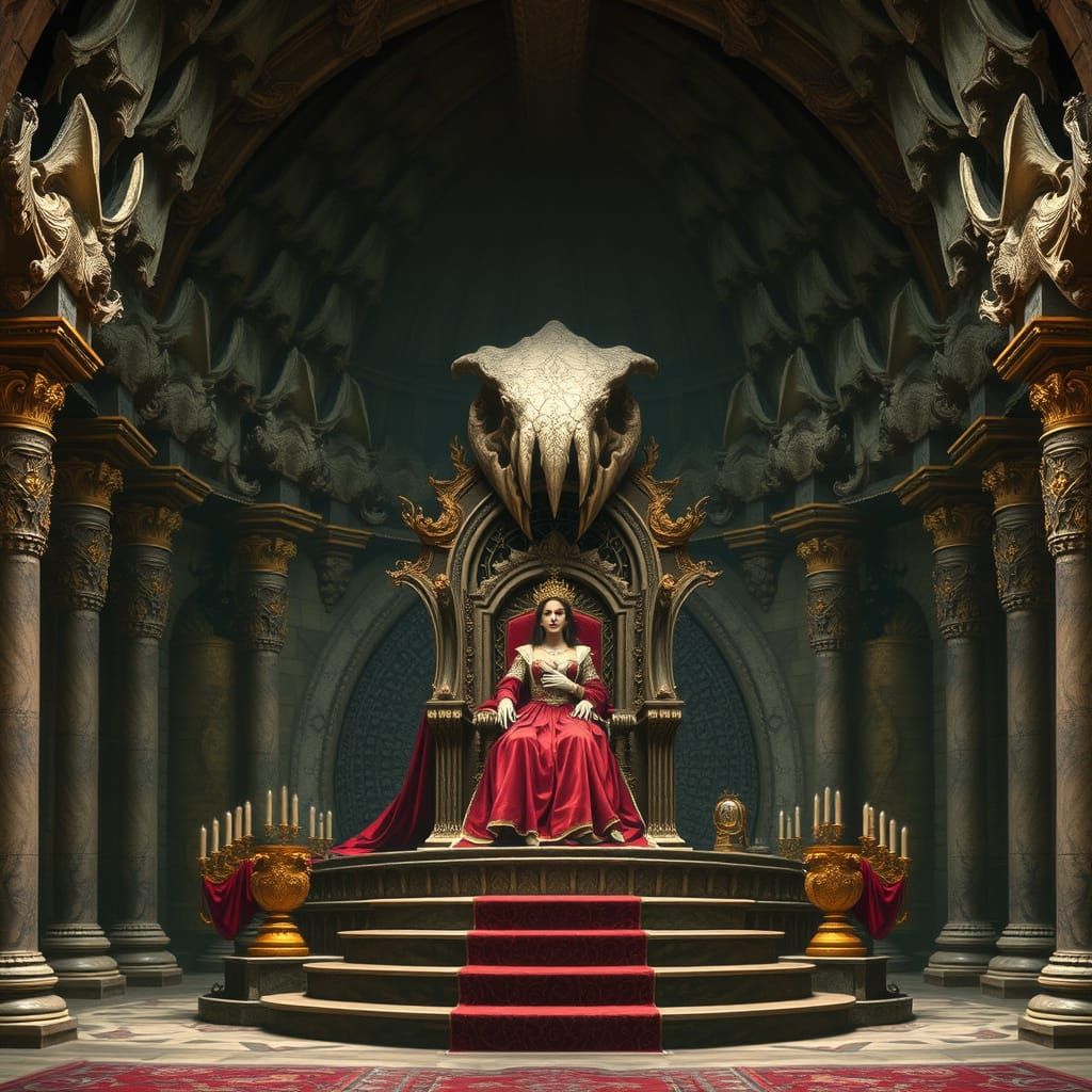 Empress on Dragon Skull Throne, Art Nouveau Style