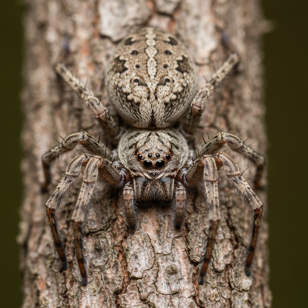Dolophones Conifera Spider Camouflaged on Tree Bark