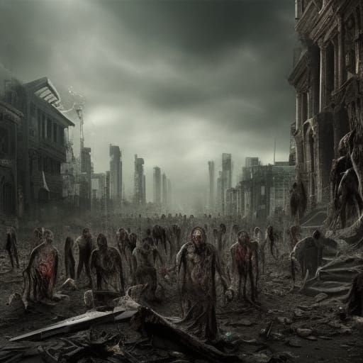 Epic Zombie Apocalypse Digital Matte Painting