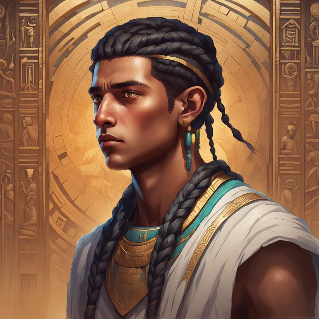 Egyptian Youth Portrait in Hyperdetailed Style