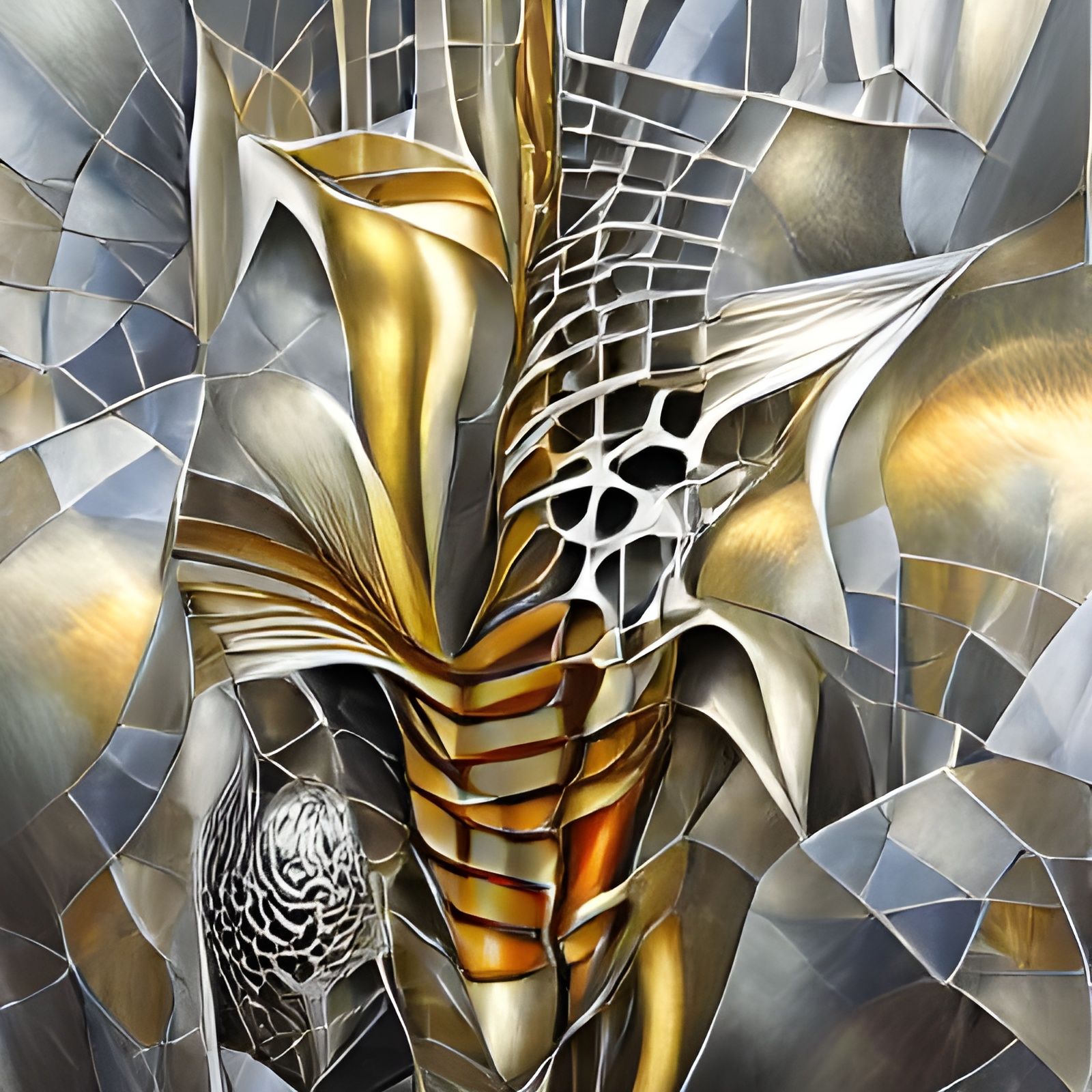 Abstract Geometrical Design in Silver and Gold