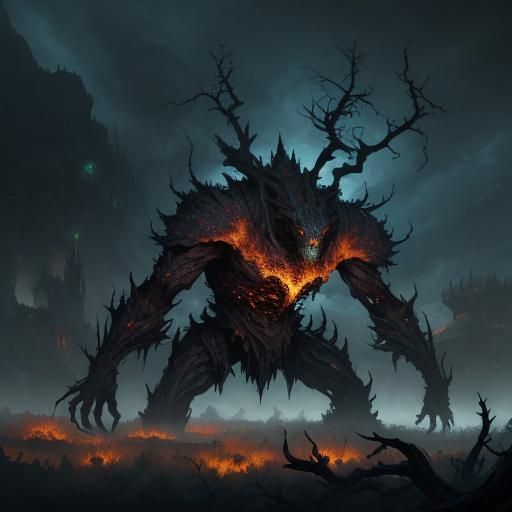 Colossal Peashooter Plant Monster in Fantasy Art