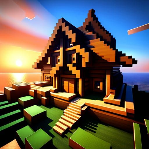 Minecraft House in Pixel Art with Shaders