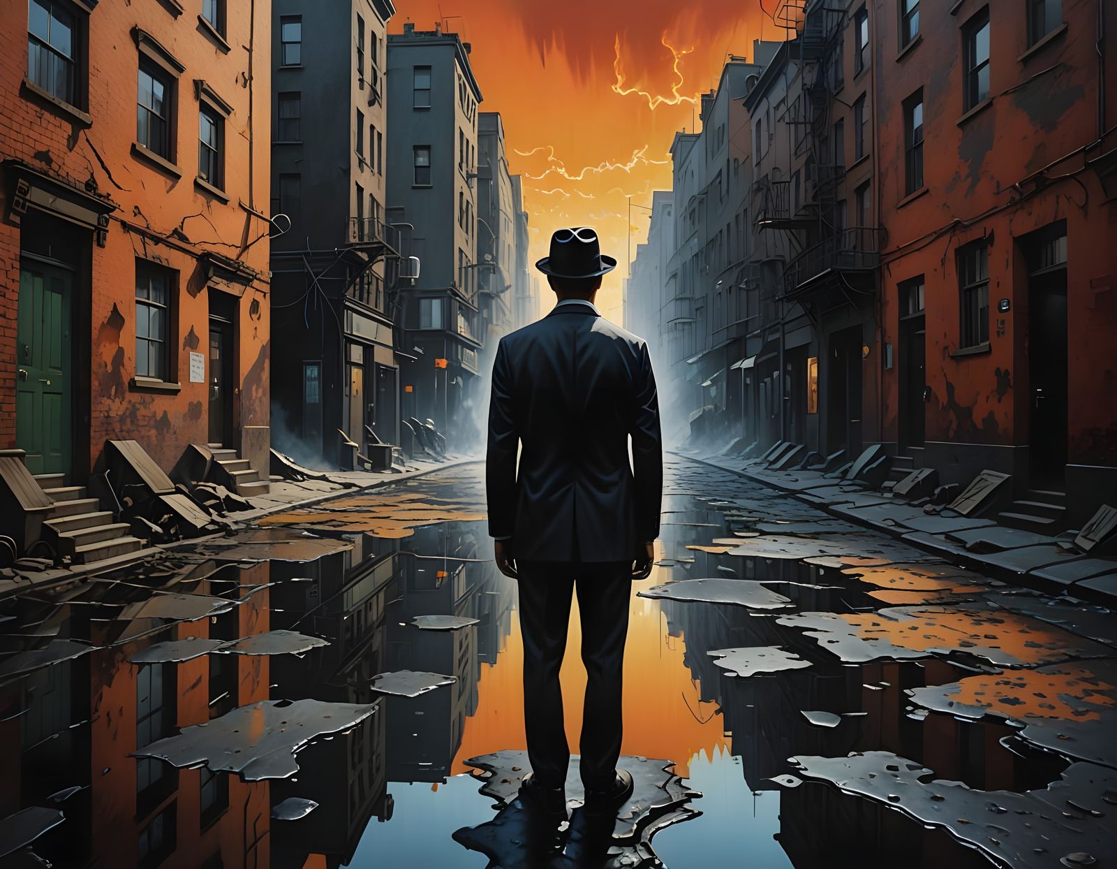 Figurative Surrealism in a Matting Oil Painting