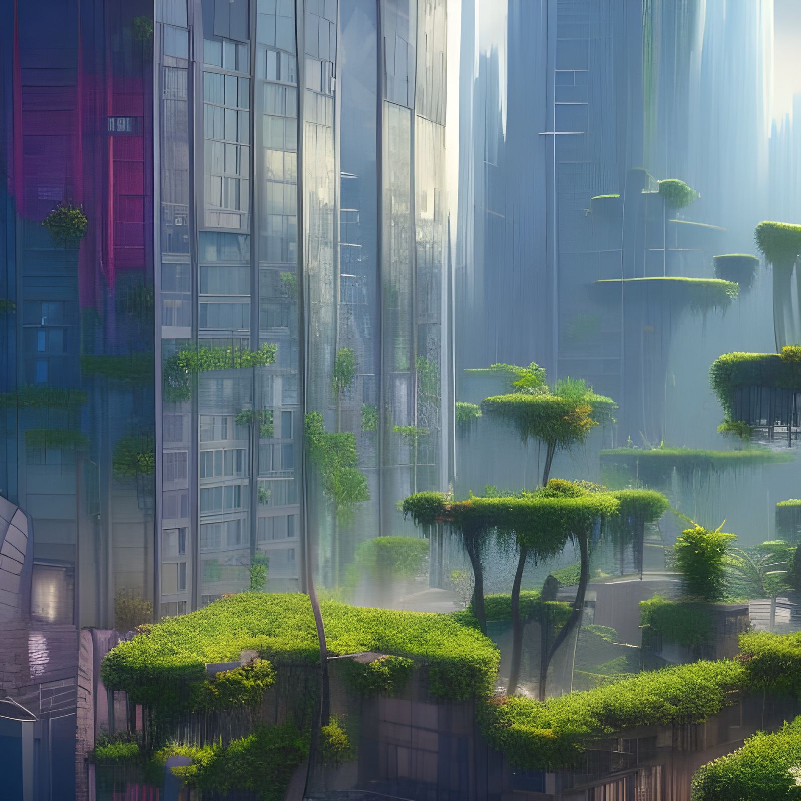 Futuristic Cityscape with Plants in Unreal Engine