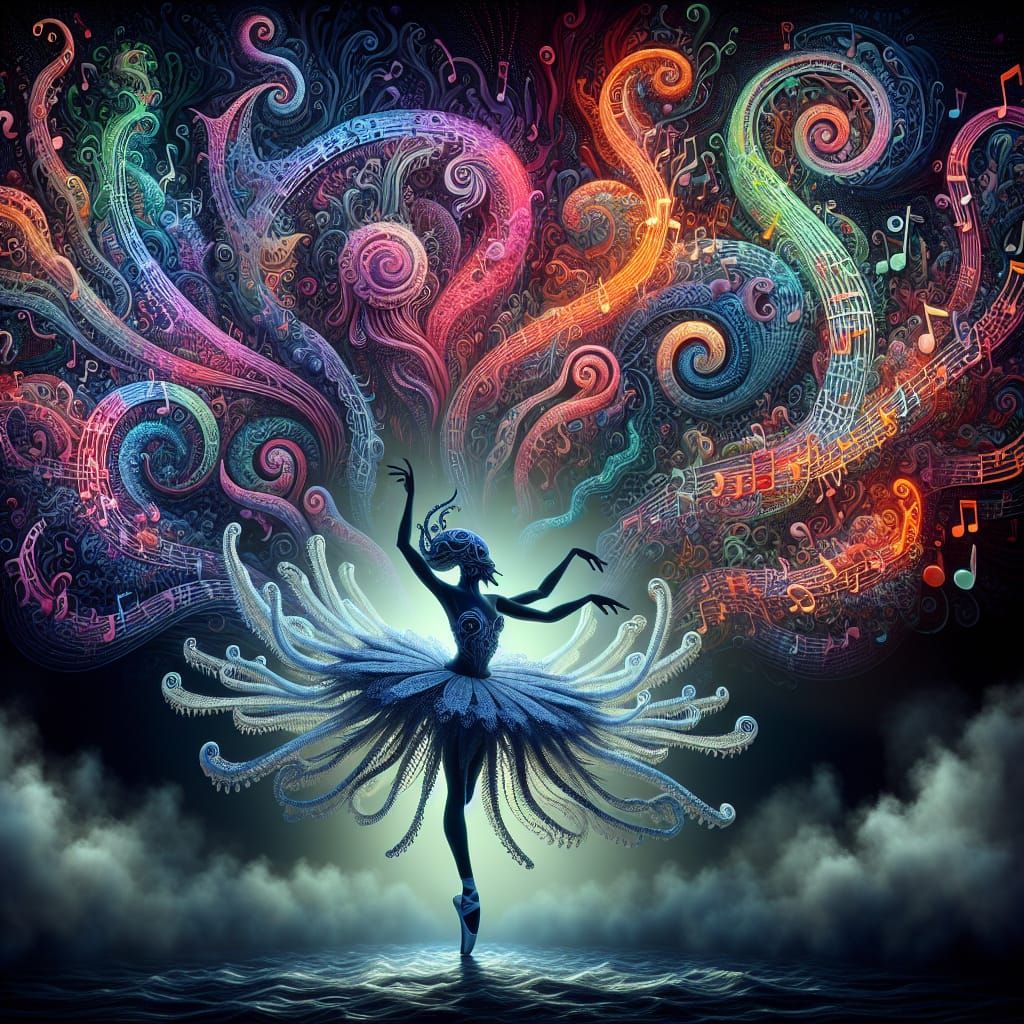 Musical Octopus Ballet in Surreal Candyland Style