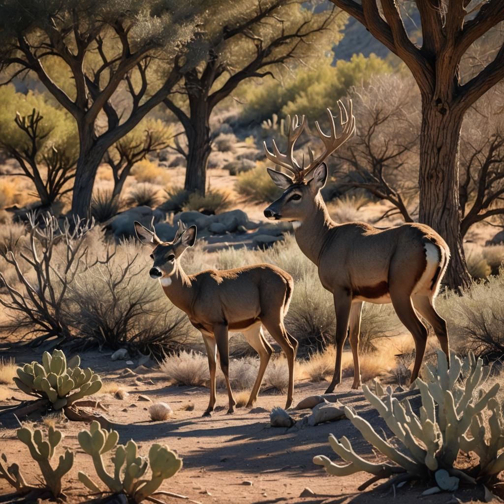 Mule Deer in Desert Habitat: Wildlife Photography