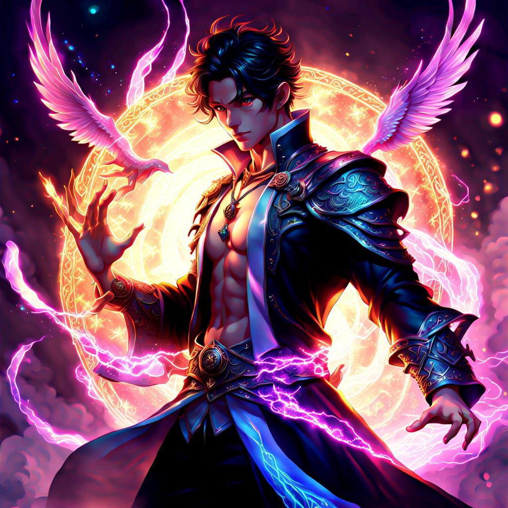 Bishounen Mage Emits Ethereal Glow in Detailed Fantasy Art