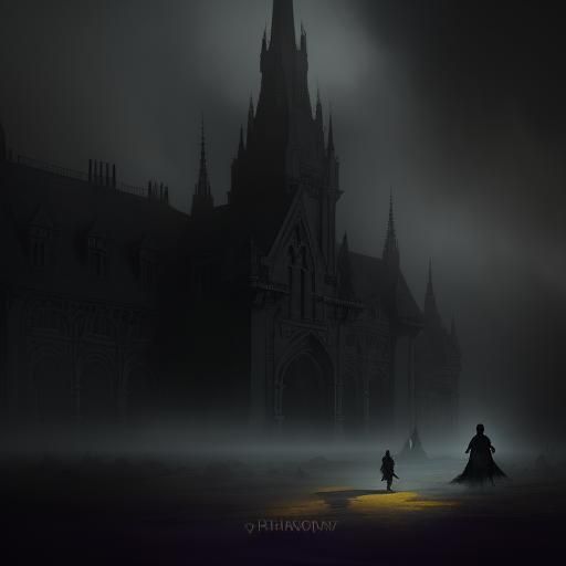 Ethereal Ghosts in Dilapidated House: Dark Fantasy Art