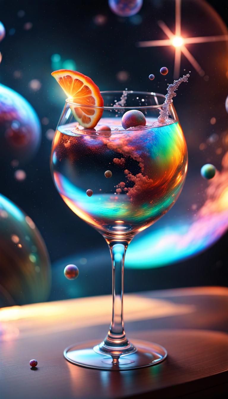 Holographic Universe in Snifter Glass: Detailed 3D Render