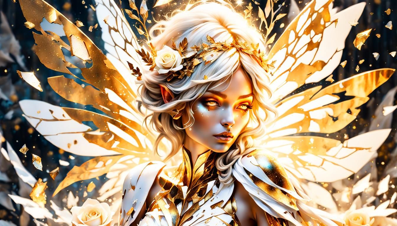 Gorgeous Astral Fairy with Roses in Watercolor Style