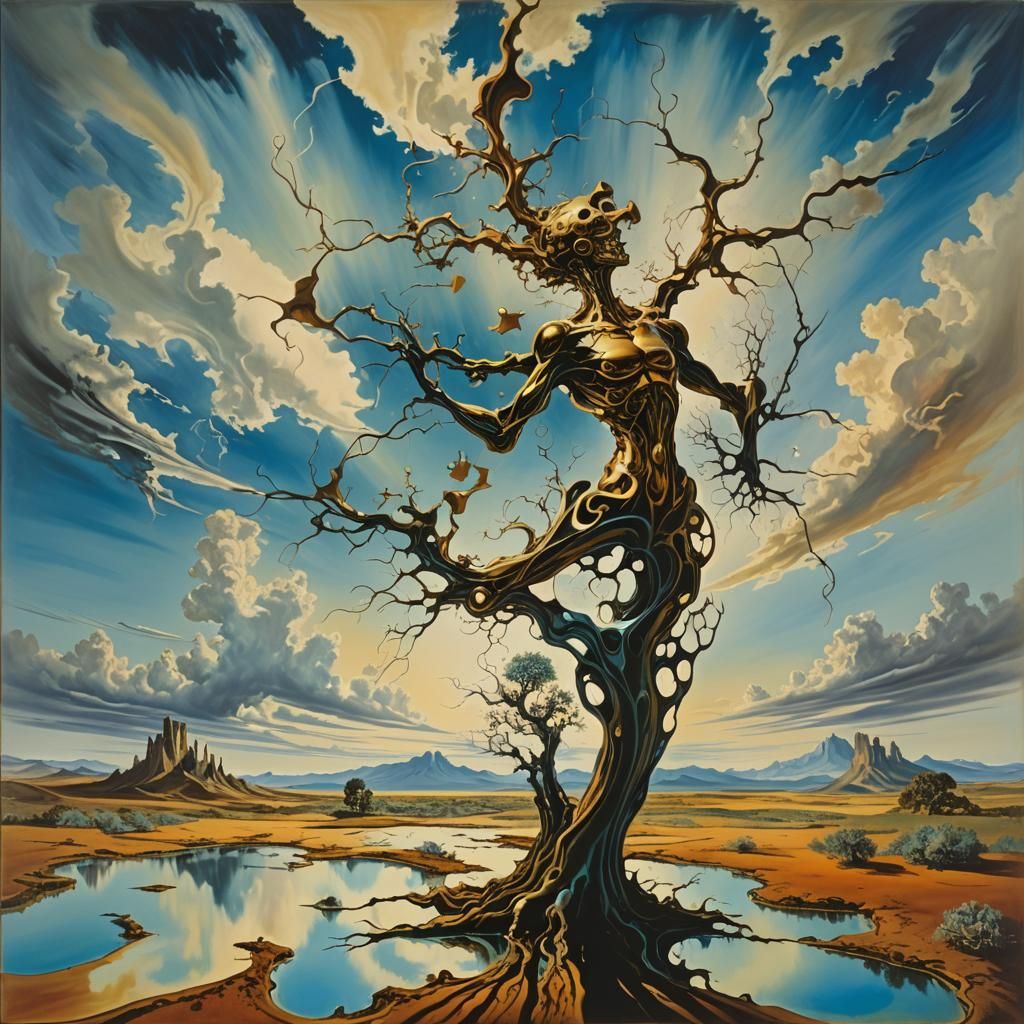 Surreal Landscape with Elastic Flora in Vivid Colors