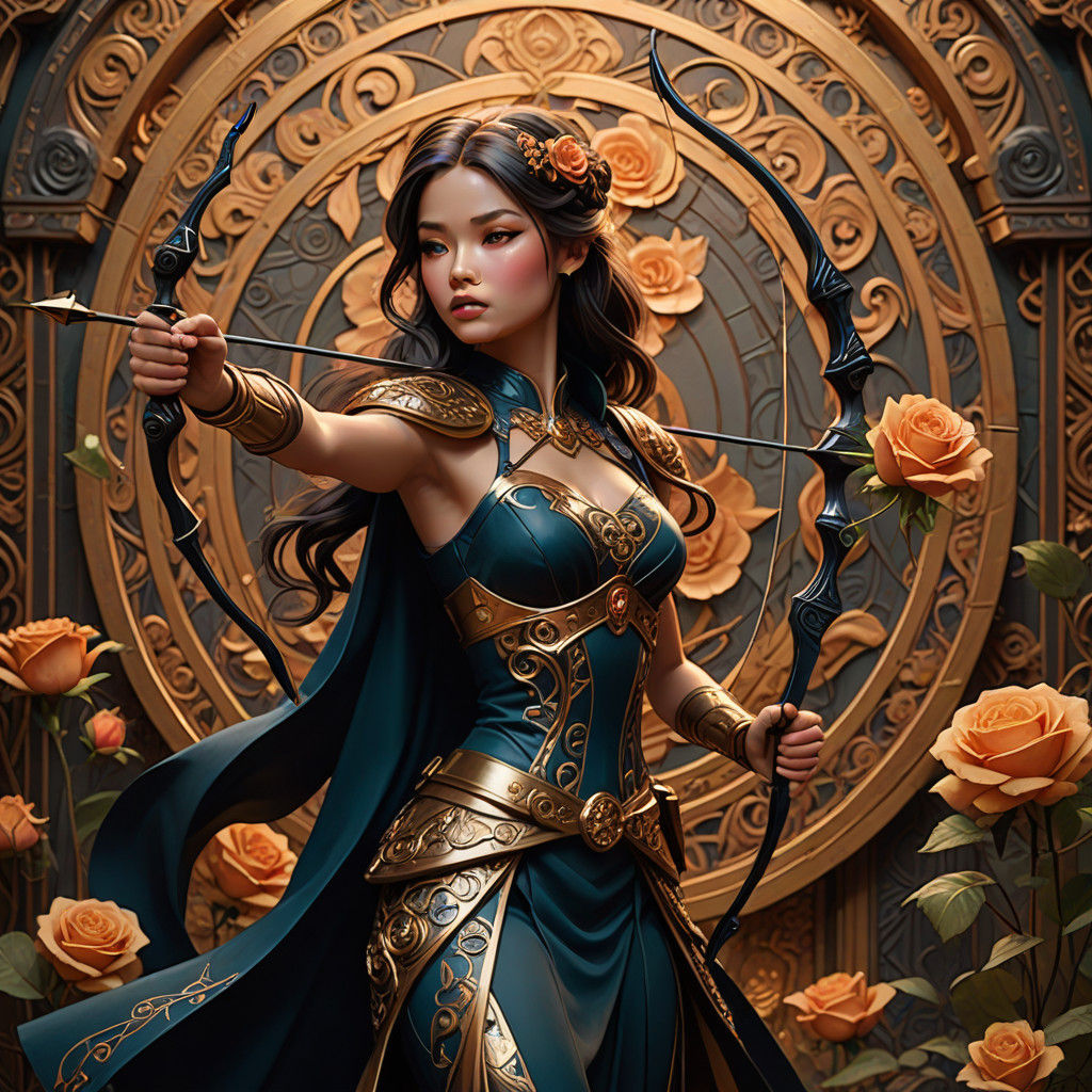 Lethwei Barbie in Art Nouveau-Inspired Fantasy Environment