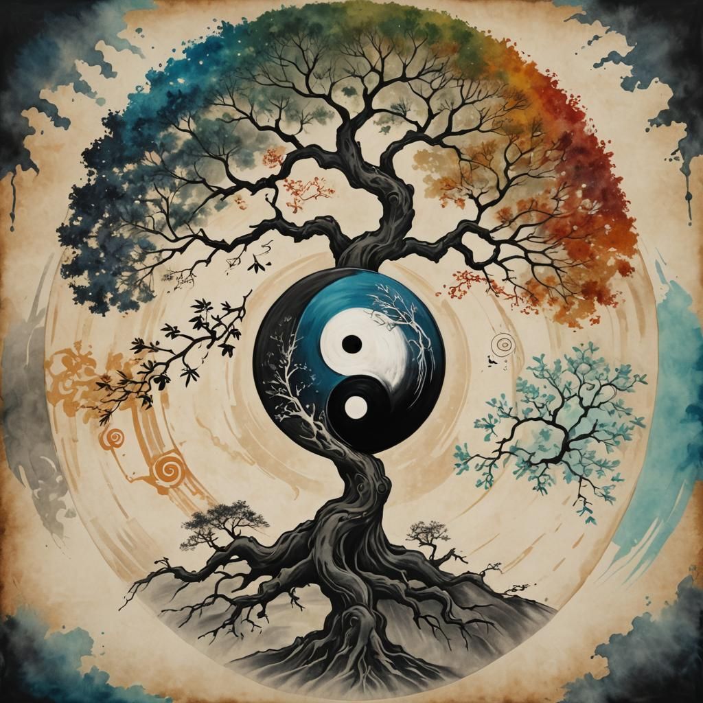 Tree of Life Yin Yang Tattoo Design