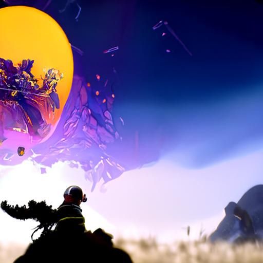 Astronaut Witnessing Asteroid Impact: Dark Fantasy Art