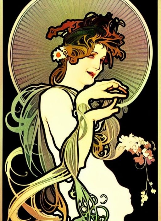 The Laughing Stock: Alphonse Mucha Style Surrealism