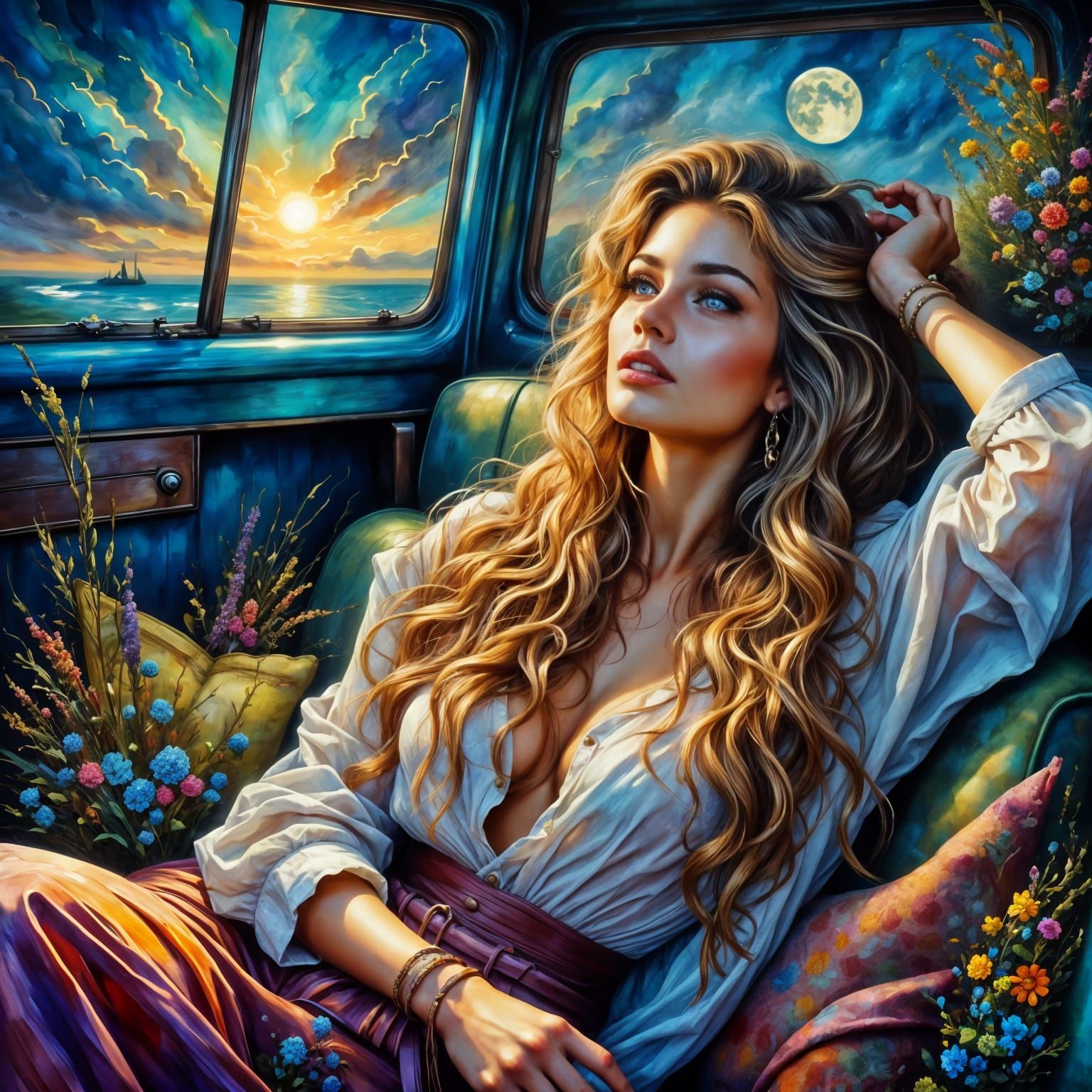 Romantic Moonlit Encounter in a Chevy Van