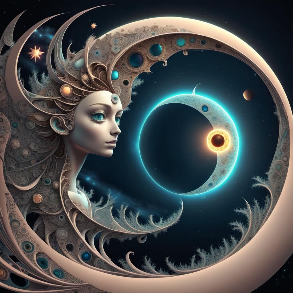 Futuristic Moon and Venus Convergence in 3D