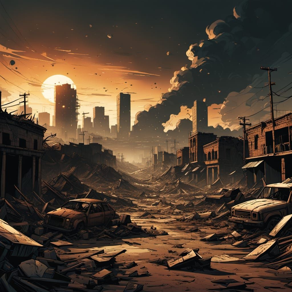 Dystopian Earth in Comic Book Style