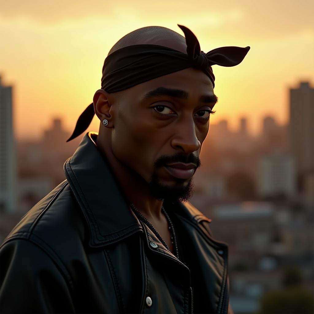 Tupac Shakur Portrait in Photorealistic Style