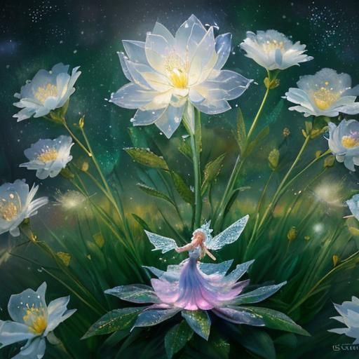 Frozen Flower Fairy in Impressionist Style