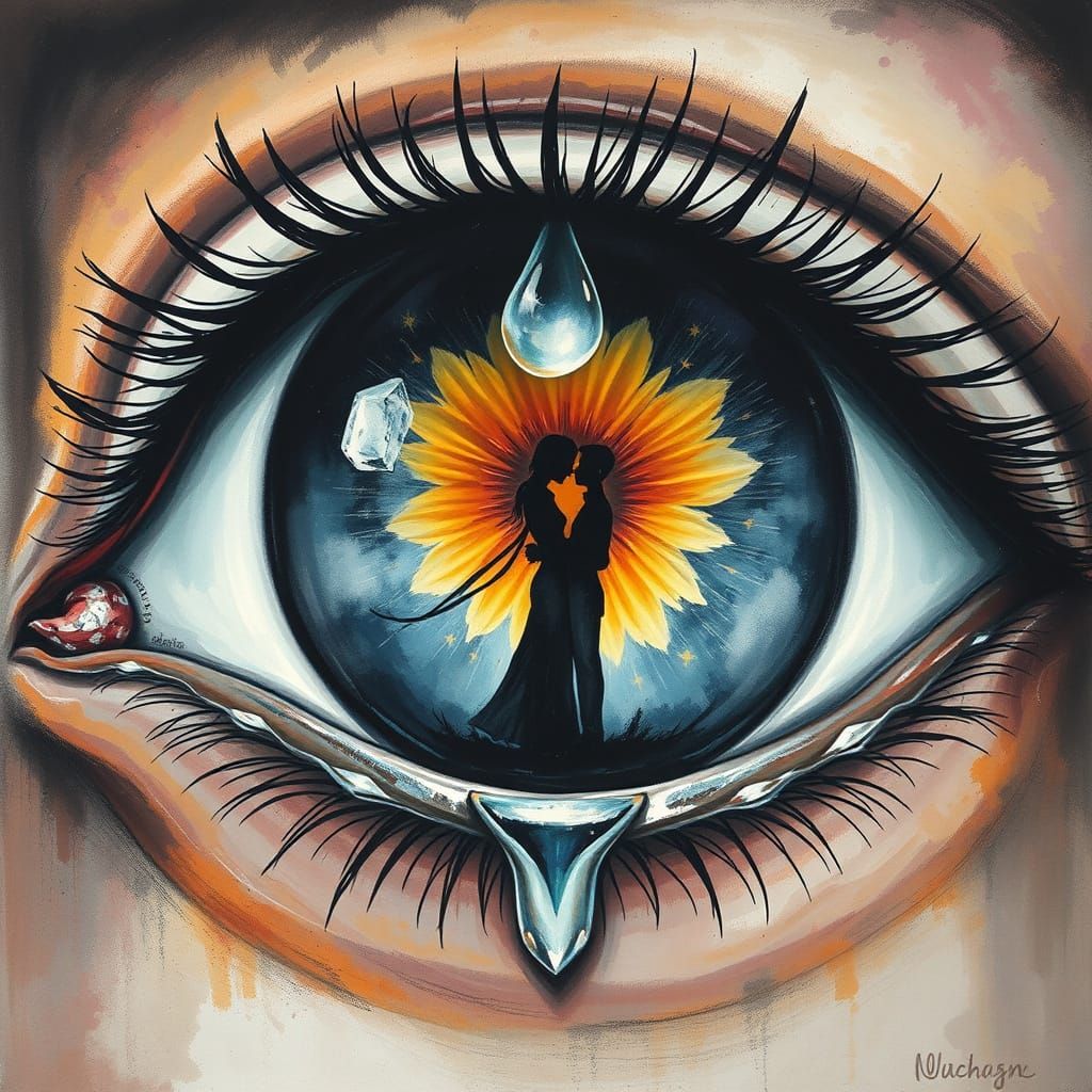 Ethereal Eye Reflects Whimsical Couple in Impressionist Char...