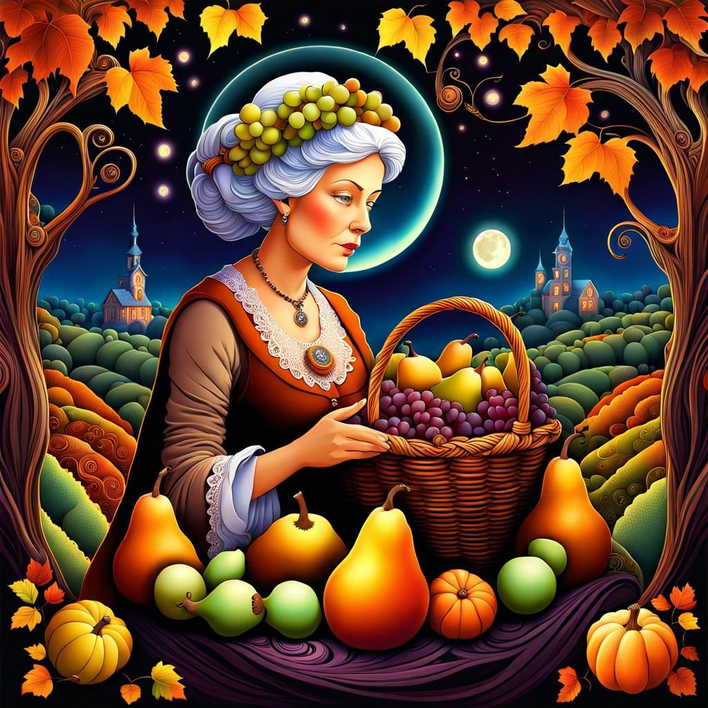 Abundant Autumn Harvest Under the Moon
