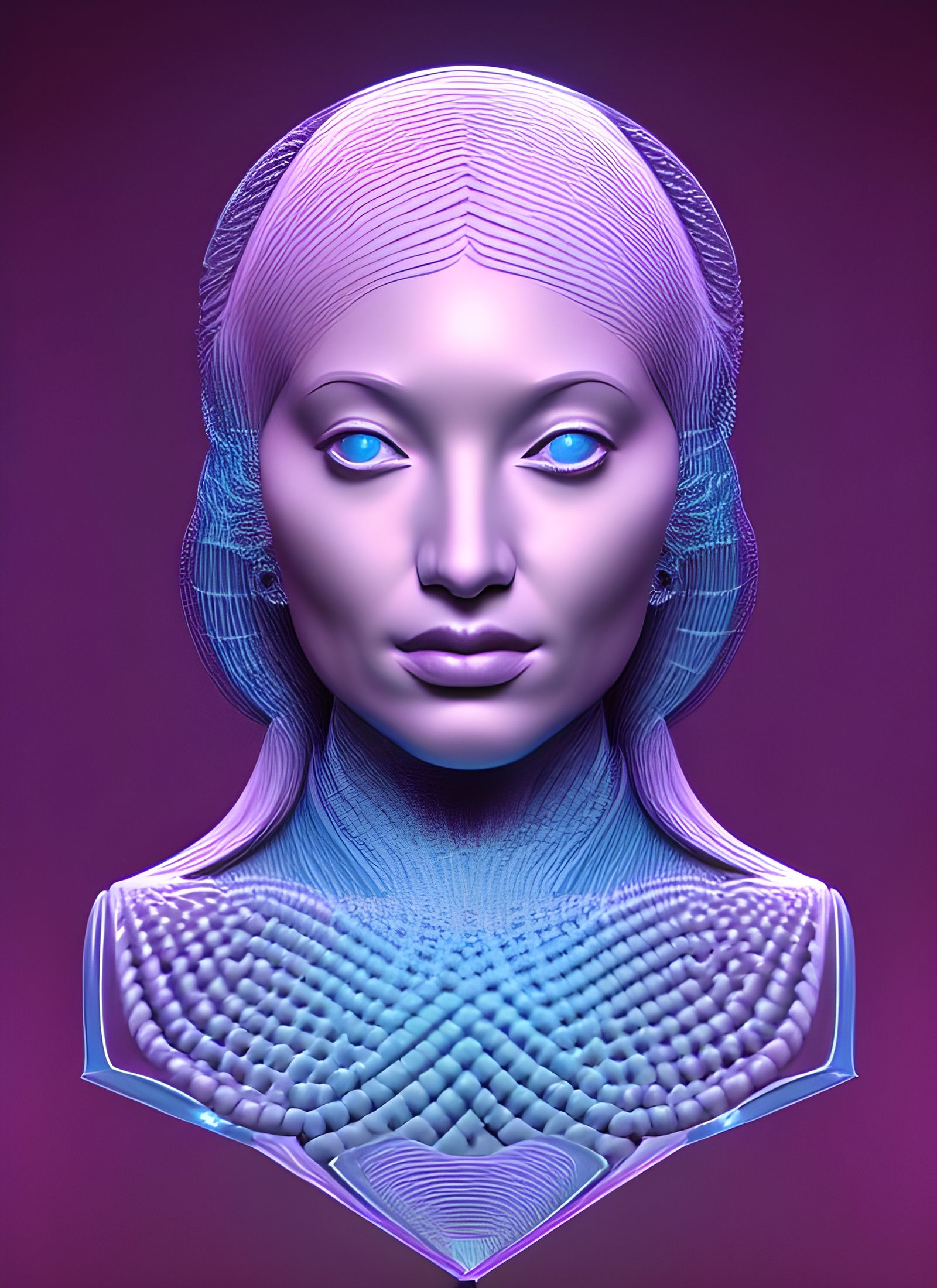 Fractal Bust of Beautiful Person in 3D Shading