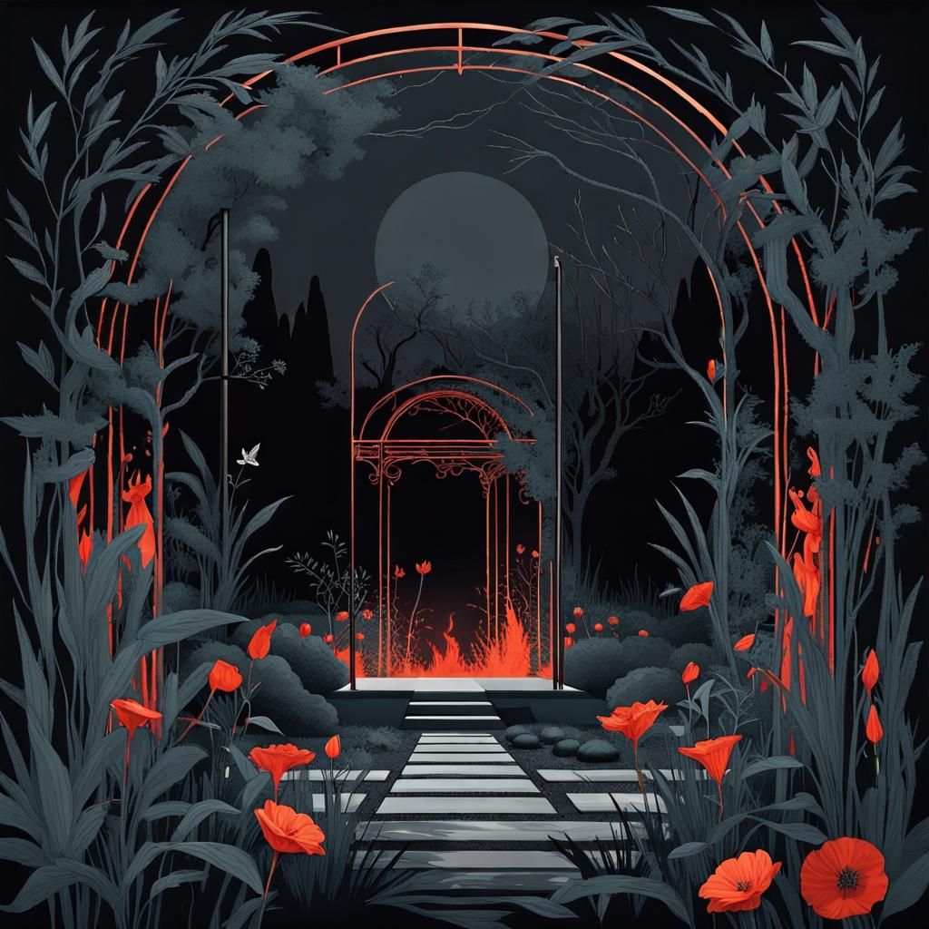 Persephone's Dark Garden: A Minimalist Vision of Hell