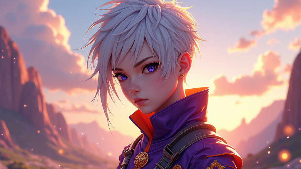 Androgynous Ranger in Vibrant Anime Style