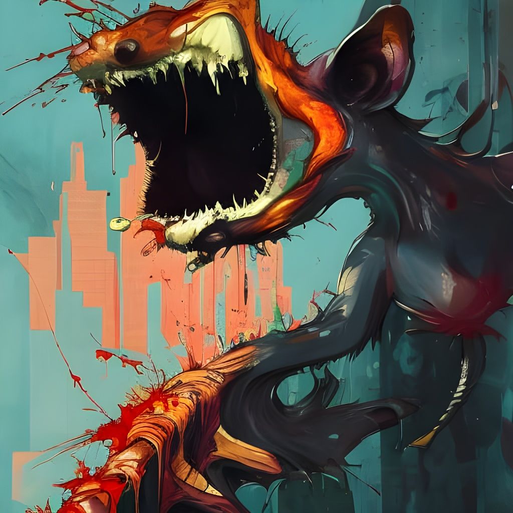 Boxy Mammal Attacks Metropolis in Expressive Speedpaint