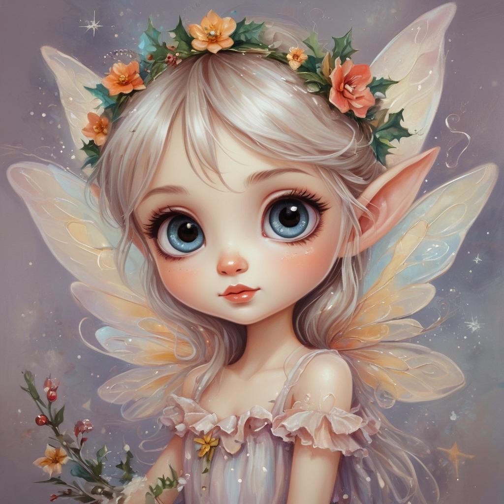 The Whimsical Fairy in a Festive Oil Painting