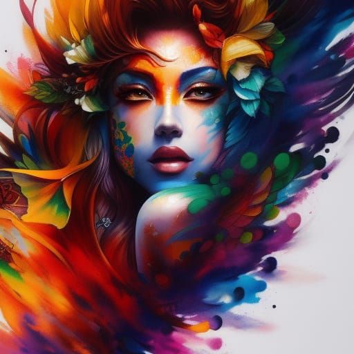 Kitsune Tattoo Portrait in Watercolour Style