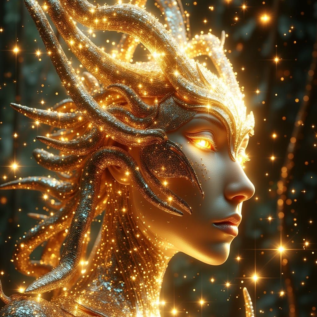 Majestic Iridescent Creature with Glowing Markings