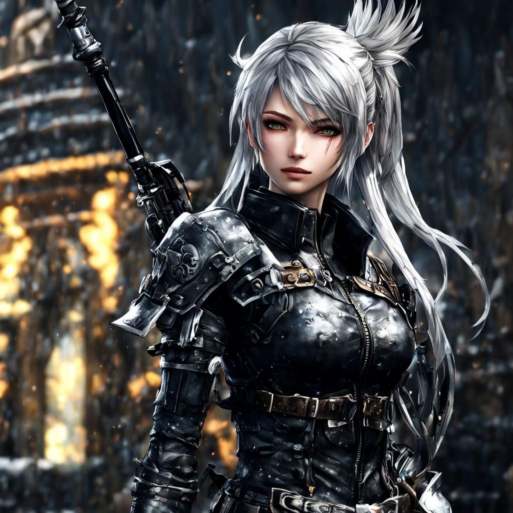 Hyperrealistic Square Enix Girl Portrait in HDR