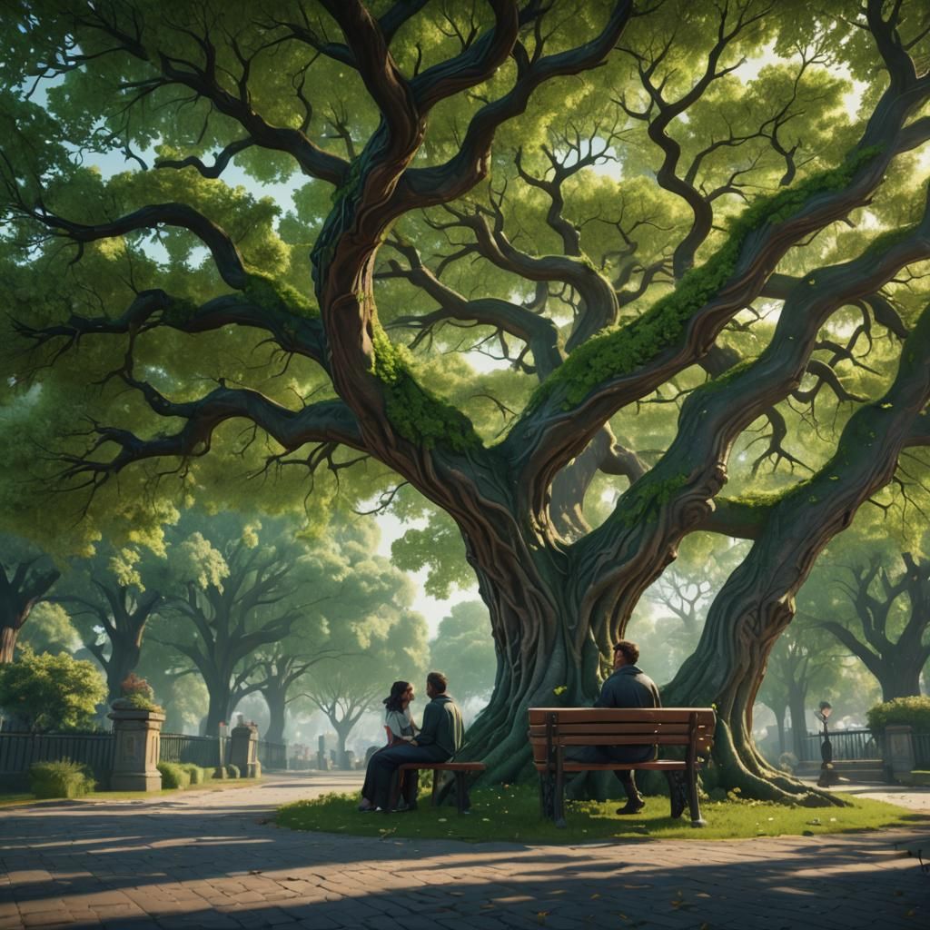 Couple Under Tree: Fantasy Concept Art